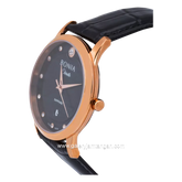 BONIA BNB10576-1537 Black Rosegold Leather Strap